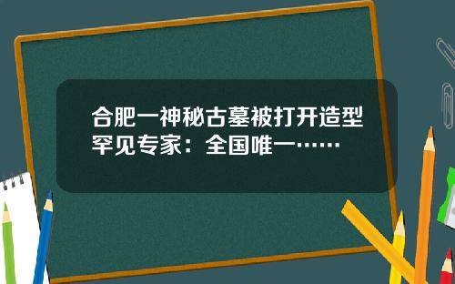 合肥一神秘古墓被打开造型罕见专家：全国唯一……