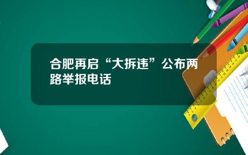 合肥再启“大拆违”公布两路举报电话