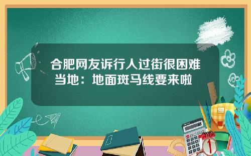 合肥网友诉行人过街很困难 当地：地面斑马线要来啦