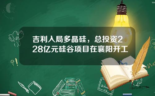 吉利入局多晶硅，总投资228亿元硅谷项目在襄阳开工