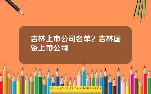 吉林上市公司名单？吉林国资上市公司