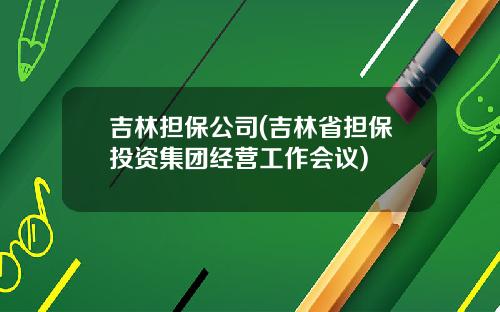 吉林担保公司(吉林省担保投资集团经营工作会议)
