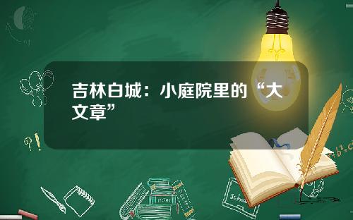 吉林白城：小庭院里的“大文章”