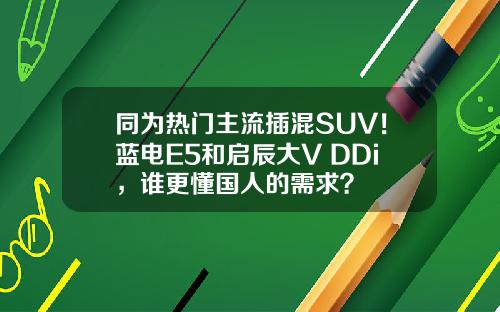 同为热门主流插混SUV！蓝电E5和启辰大V DDi，谁更懂国人的需求？