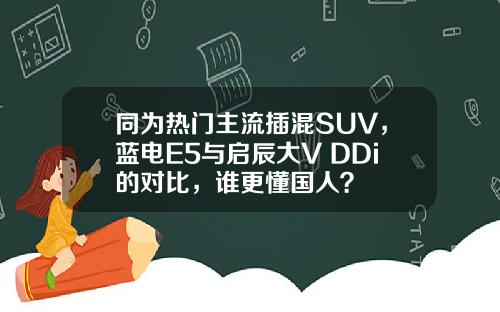 同为热门主流插混SUV，蓝电E5与启辰大V DDi的对比，谁更懂国人？