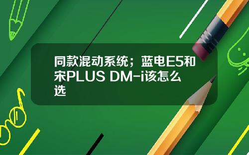 同款混动系统；蓝电E5和宋PLUS DM-i该怎么选