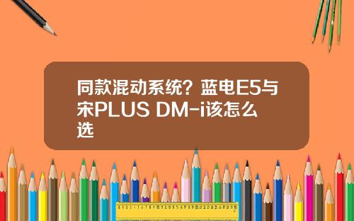同款混动系统？蓝电E5与宋PLUS DM-i该怎么选