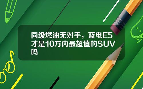 同级燃油无对手，蓝电E5才是10万内最超值的SUV吗