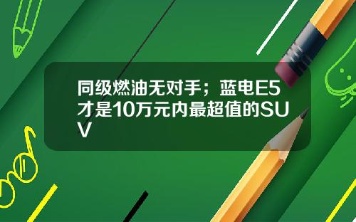 同级燃油无对手；蓝电E5才是10万元内最超值的SUV