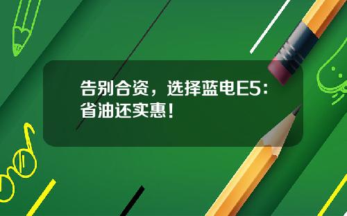 告别合资，选择蓝电E5：省油还实惠！