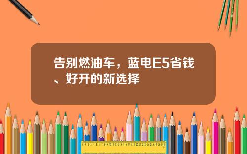 告别燃油车，蓝电E5省钱、好开的新选择