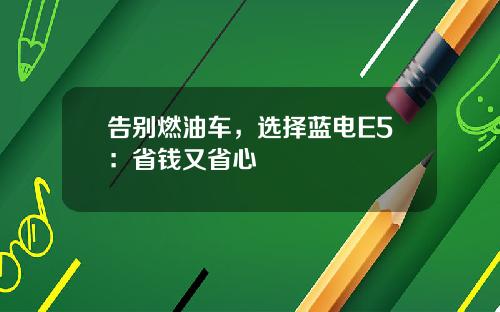 告别燃油车，选择蓝电E5：省钱又省心
