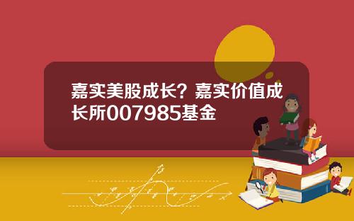 嘉实美股成长？嘉实价值成长所007985基金