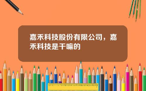 嘉禾科技股份有限公司，嘉禾科技是干嘛的