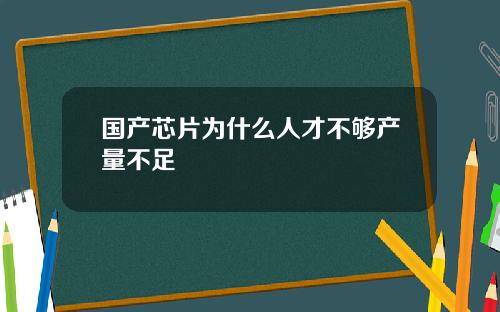 国产芯片为什么人才不够产量不足