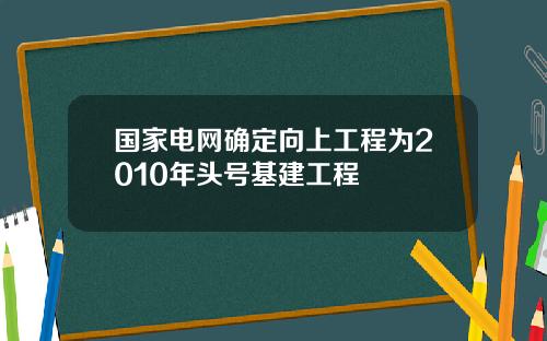 国家电网确定向上工程为2010年头号基建工程