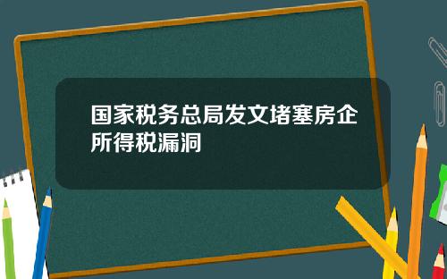 国家税务总局发文堵塞房企所得税漏洞