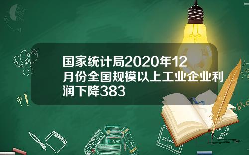 国家统计局2020年12月份全国规模以上工业企业利润下降383