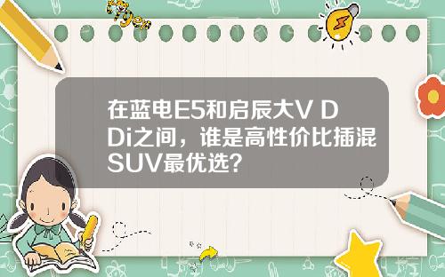 在蓝电E5和启辰大V DDi之间，谁是高性价比插混SUV最优选？