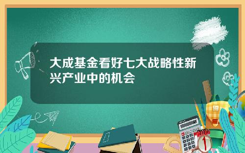 大成基金看好七大战略性新兴产业中的机会