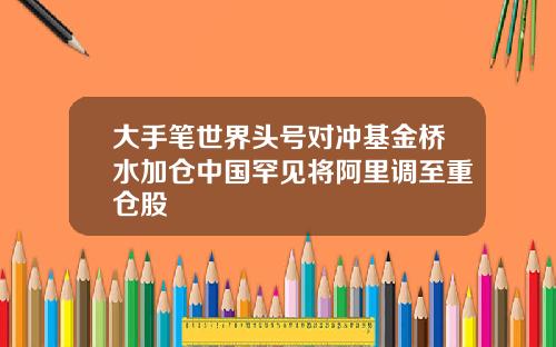 大手笔世界头号对冲基金桥水加仓中国罕见将阿里调至重仓股