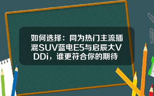 如何选择：同为热门主流插混SUV蓝电E5与启辰大V DDi，谁更符合你的期待？