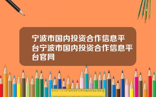 宁波市国内投资合作信息平台宁波市国内投资合作信息平台官网
