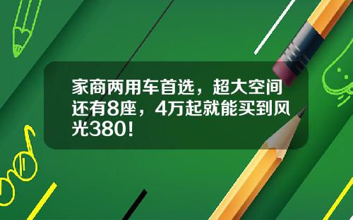 家商两用车首选，超大空间还有8座，4万起就能买到风光380！