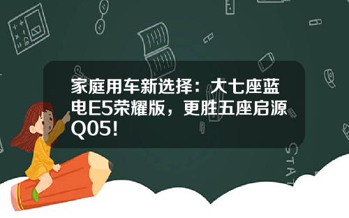 家庭用车新选择：大七座蓝电E5荣耀版，更胜五座启源Q05！