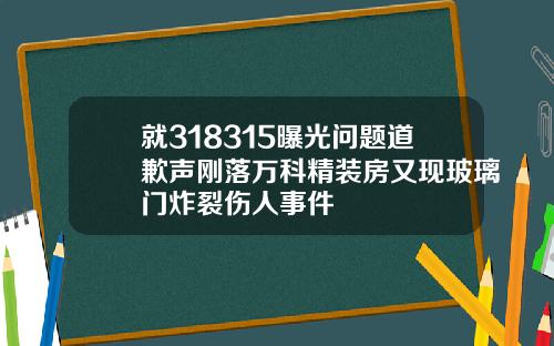 就318315曝光问题道歉声刚落万科精装房又现玻璃门炸裂伤人事件