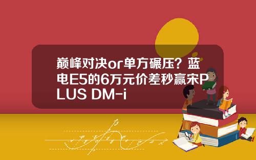 巅峰对决or单方碾压？蓝电E5的6万元价差秒赢宋PLUS DM-i