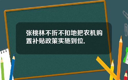 张桃林不折不扣地把农机购置补贴政策实施到位.
