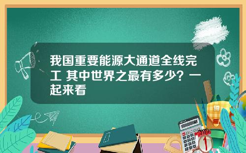 我国重要能源大通道全线完工 其中世界之最有多少？一起来看