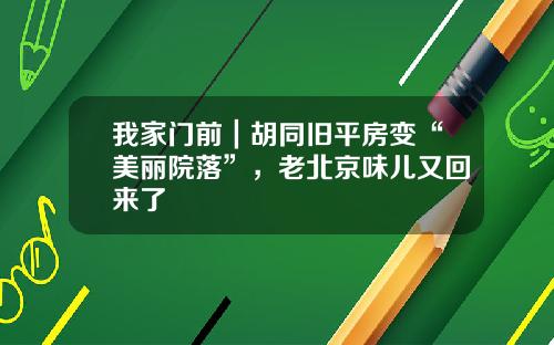 我家门前｜胡同旧平房变“美丽院落”，老北京味儿又回来了