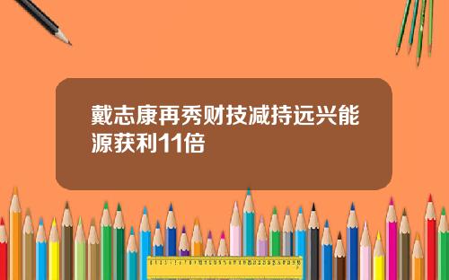 戴志康再秀财技减持远兴能源获利11倍