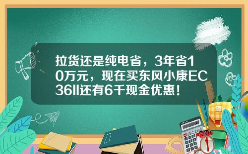 拉货还是纯电省，3年省10万元，现在买东风小康EC36II还有6千现金优惠！