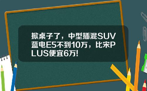 掀桌子了，中型插混SUV蓝电E5不到10万，比宋PLUS便宜6万!