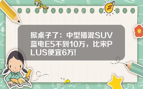 掀桌子了：中型插混SUV蓝电E5不到10万，比宋PLUS便宜6万!