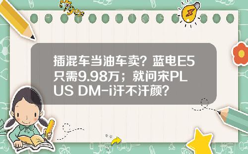插混车当油车卖？蓝电E5只需9.98万；就问宋PLUS DM-i汗不汗颜？