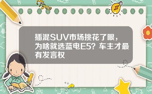 插混SUV市场挑花了眼，为啥就选蓝电E5？车主才最有发言权