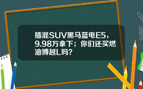 插混SUV黑马蓝电E5，9.98万拿下；你们还买燃油博越L吗？