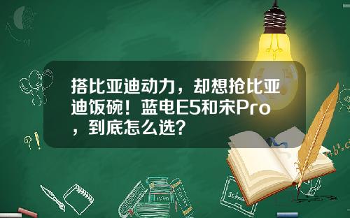 搭比亚迪动力，却想抢比亚迪饭碗！蓝电E5和宋Pro，到底怎么选？