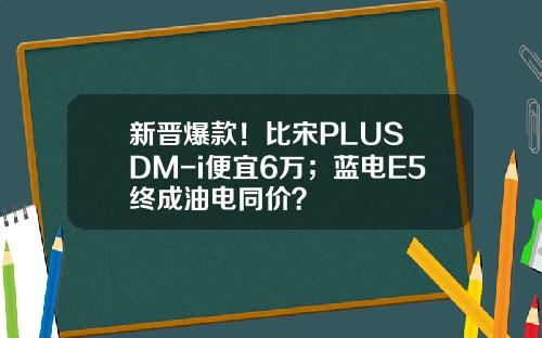 新晋爆款！比宋PLUS DM-i便宜6万；蓝电E5终成油电同价？
