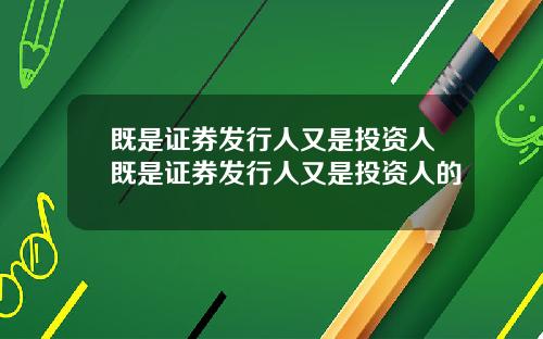 既是证券发行人又是投资人既是证券发行人又是投资人的