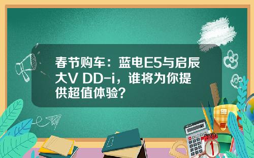 春节购车：蓝电E5与启辰大V DD-i，谁将为你提供超值体验？