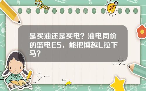 是买油还是买电？油电同价的蓝电E5，能把博越L拉下马？