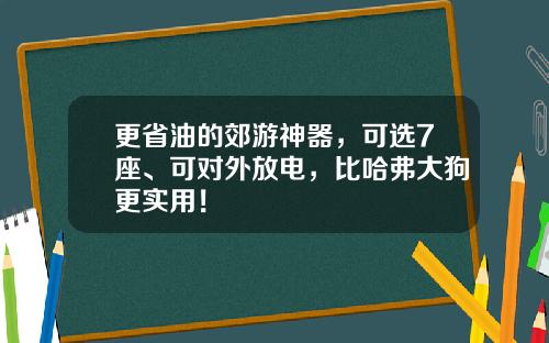 更省油的郊游神器，可选7座、可对外放电，比哈弗大狗更实用！