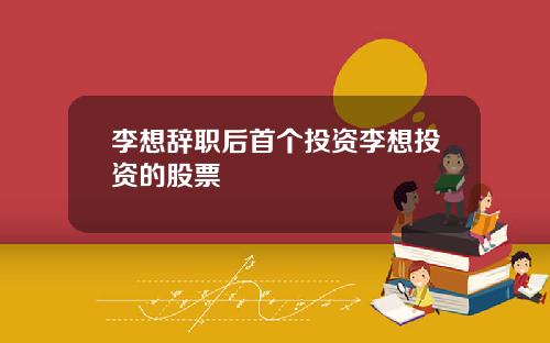 李想辞职后首个投资李想投资的股票