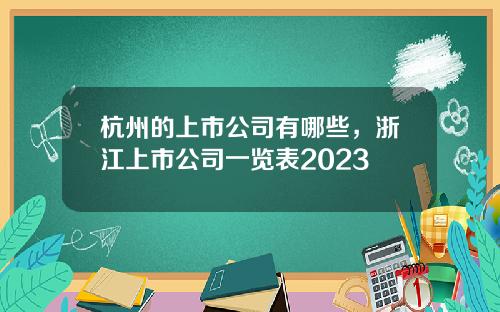 杭州的上市公司有哪些，浙江上市公司一览表2023