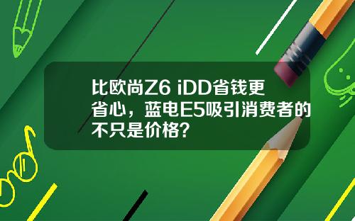 比欧尚Z6 iDD省钱更省心，蓝电E5吸引消费者的不只是价格？